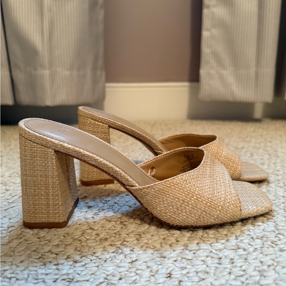 Woven block heel sandal
